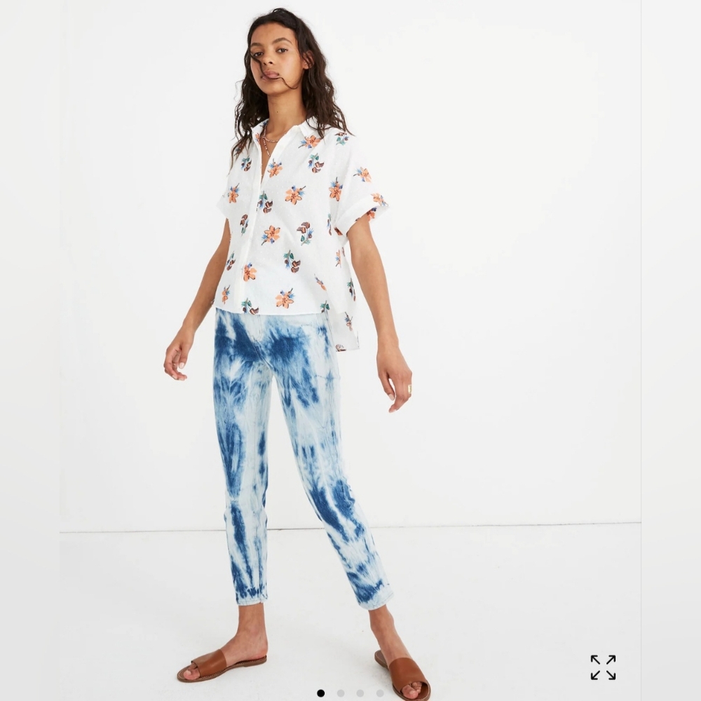 Madewell Orange and‎ White Ankle Cropped Pants